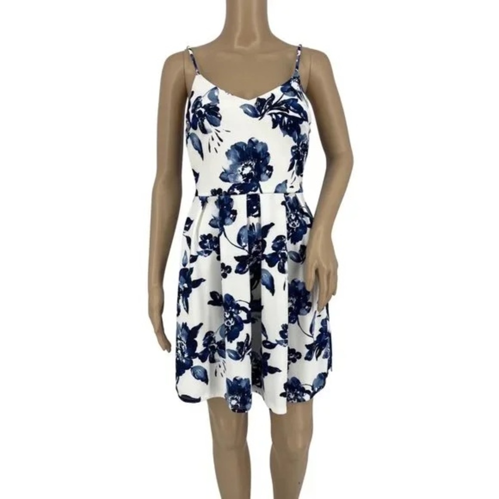 Monteau Navy Floral Fit & Flare Dress